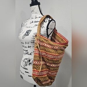 Large Slouchy Boho Native Hobo Multicolor Cotton Shoulder Bag NEW